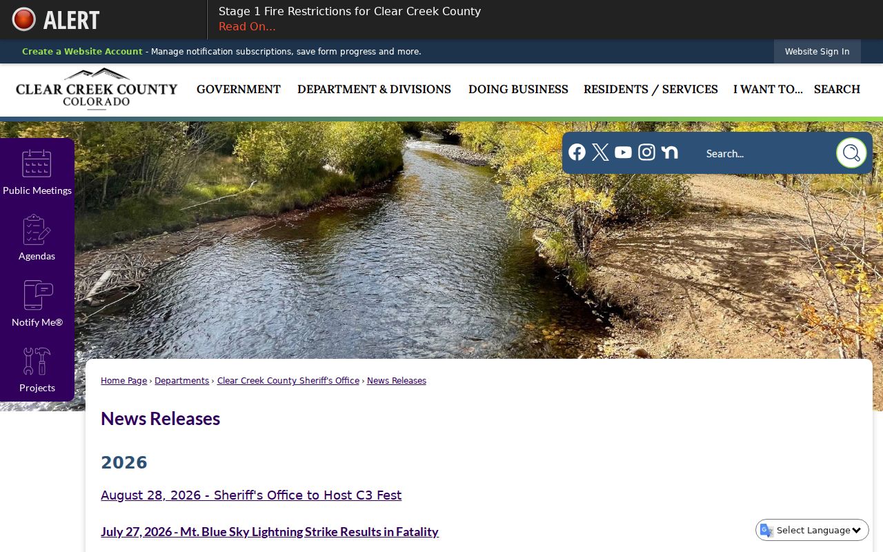Clear Creek County outstanding warrants Sheriff announcements
