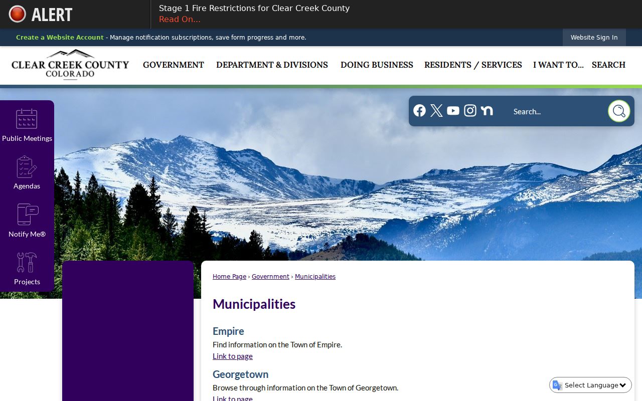 Clear Creek County outstanding warrants municipality directory