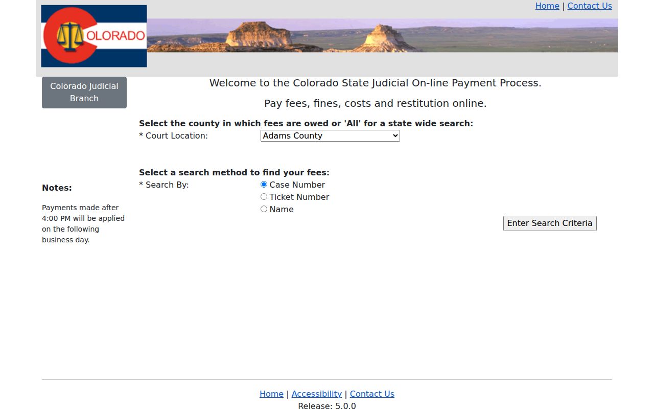Clear Creek County bench warrant state court payment tool