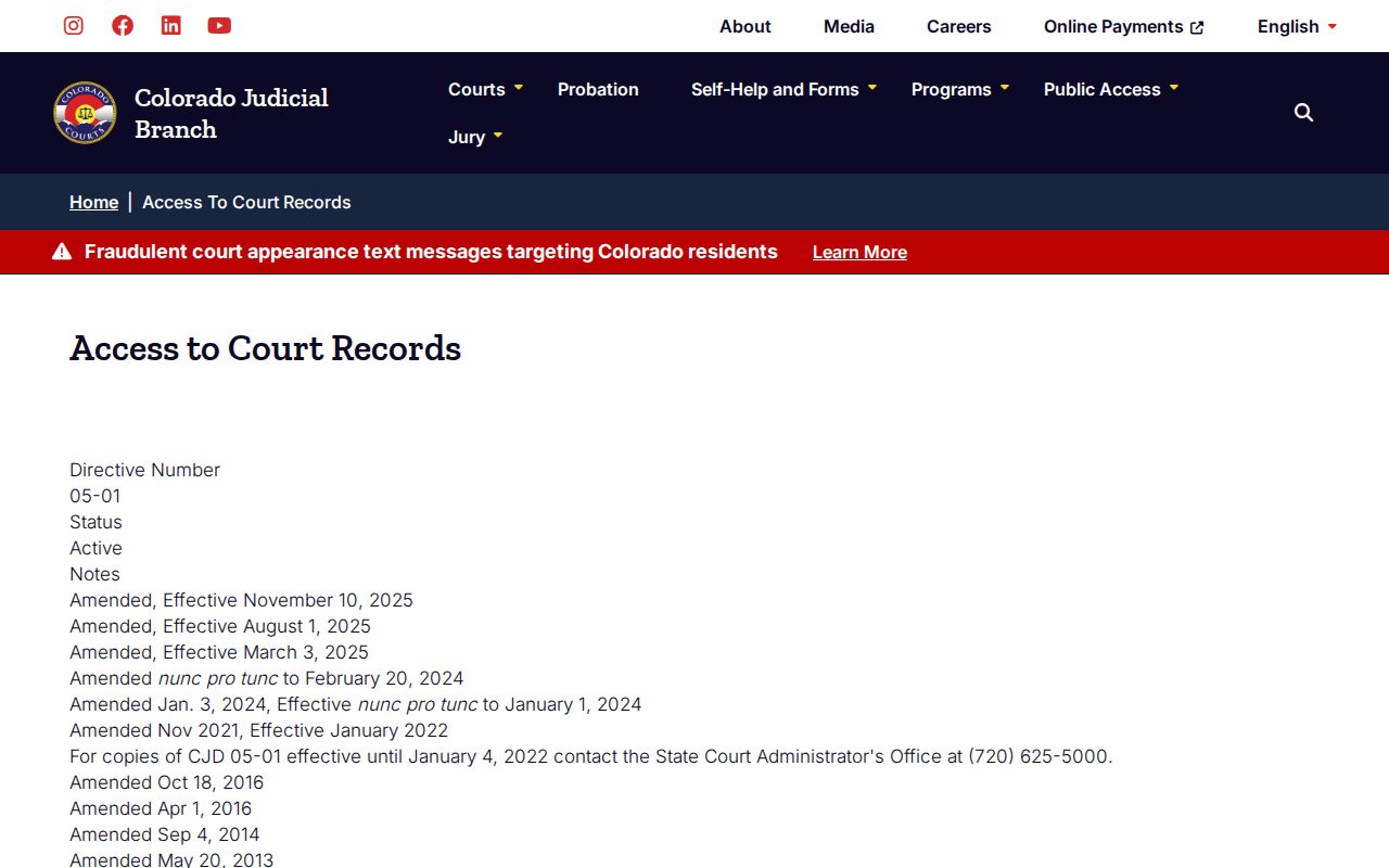 Clear Creek County arrest warrant court access policy