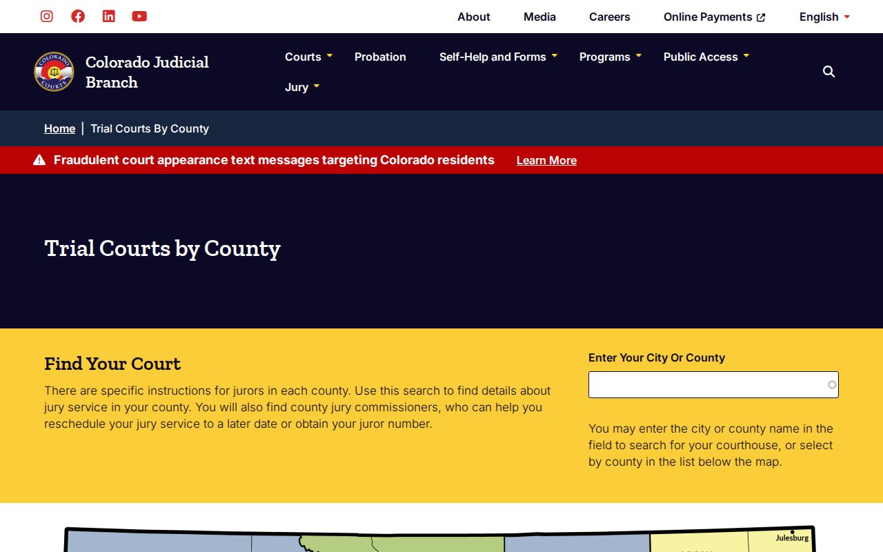 Clear Creek County arrest warrant Colorado court hierarchy