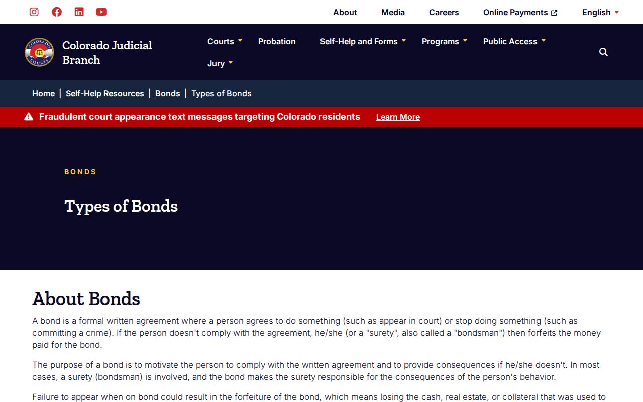 Clear Creek County traffic warrant Colorado bond types