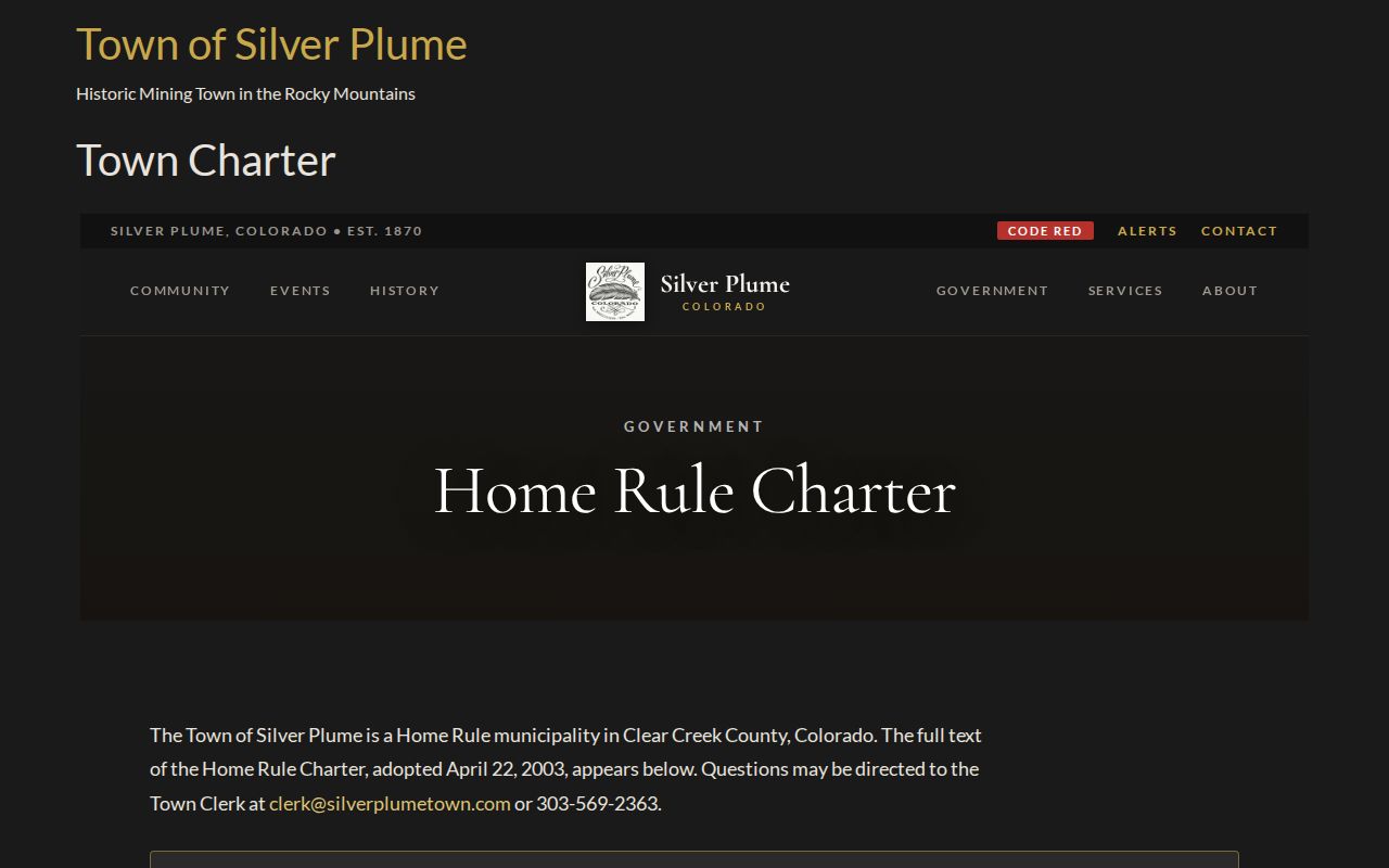 Silver Plume warrant records home rule charter page